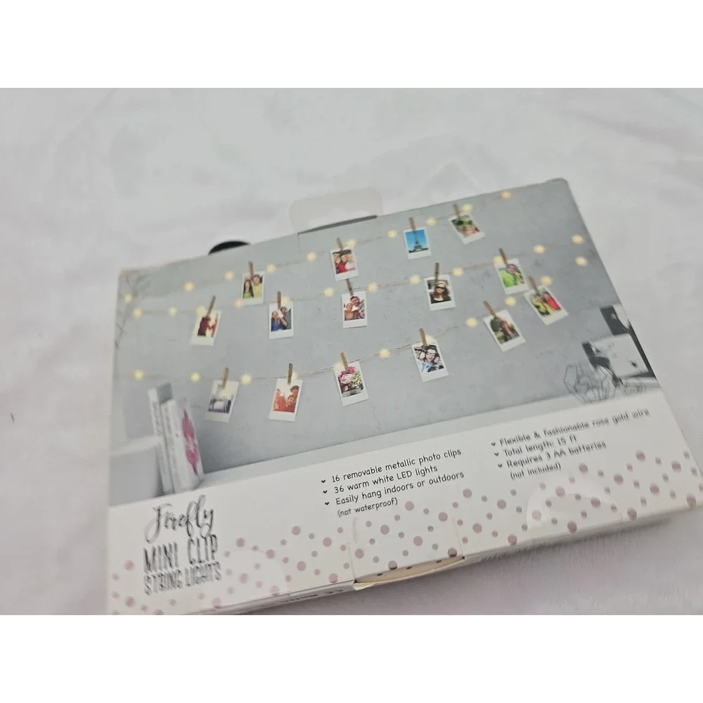Firefly Mini LED‎ String Lights 15ft Rose Gold Clips Hang Photos Cards Notes New